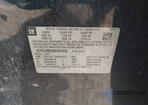 2011 GMC Terrain Slt-2 z USA, uszkodzony, nr VIN 2CTALWECXB6421532